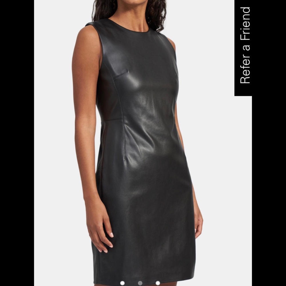 THEORY Sleeveless Fitted Dress in FAUX Leather—NW